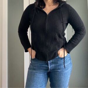 Women's Black Zipper Cardigan